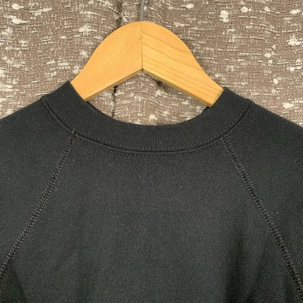 Vintage 80s Tultex Blank Black Raglan‎ Sweatshirt Medium Crewneck Made in USA